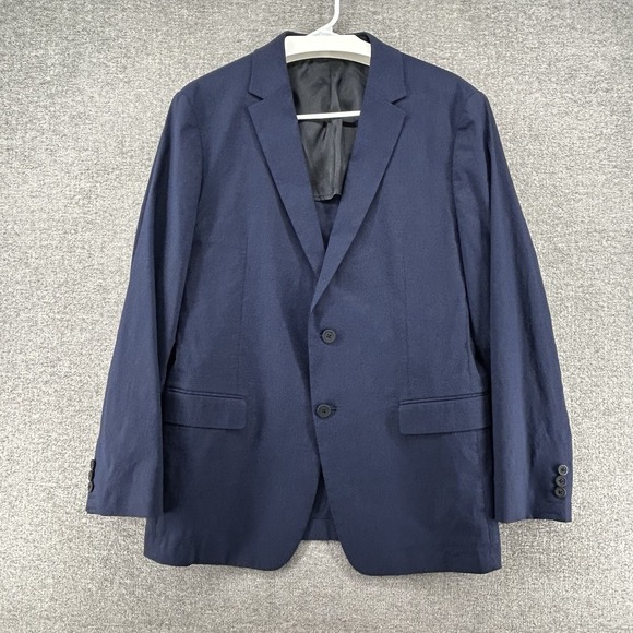 Theory Clinton Blazer Jacket Men Size 42R Blue Linen Blend Office Business